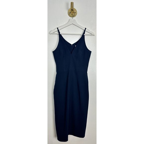 DRESS THE POPULATION Lyla Crepe Cocktail Dress Midnight Blue M Size Small - Picture 4 of 10